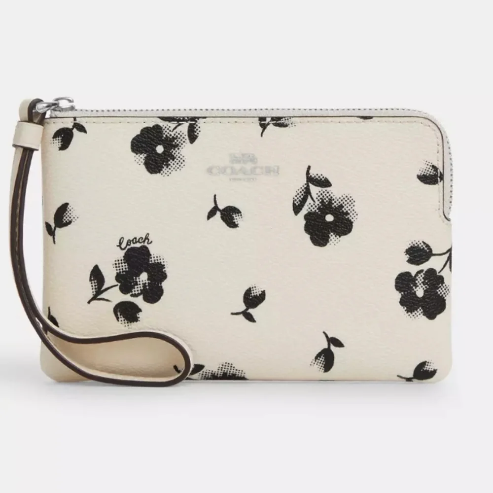 Coach Corner Zip Wristlet with Floral Print CP438
